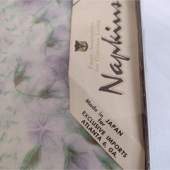 Vintage Exclusive Imports Japan BBB Silk Effect Purple Floral Napkins 11 Ct - Picture 4 of 6